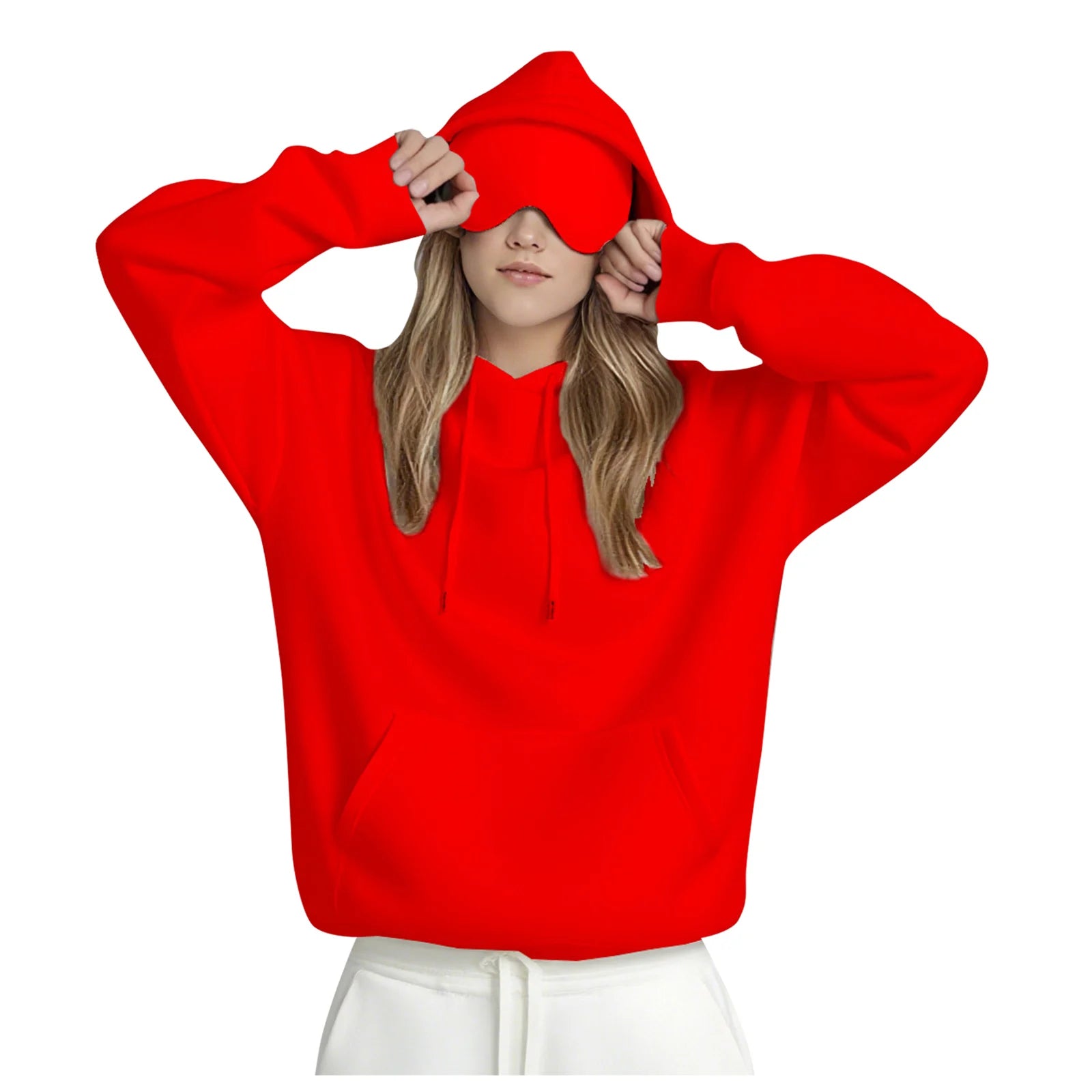 Oversize Hooded Sweatshirt Women with Eye Mask Solid Color Loose Casual Hoodies Sport Running plus Size Sweatshirt Pullover