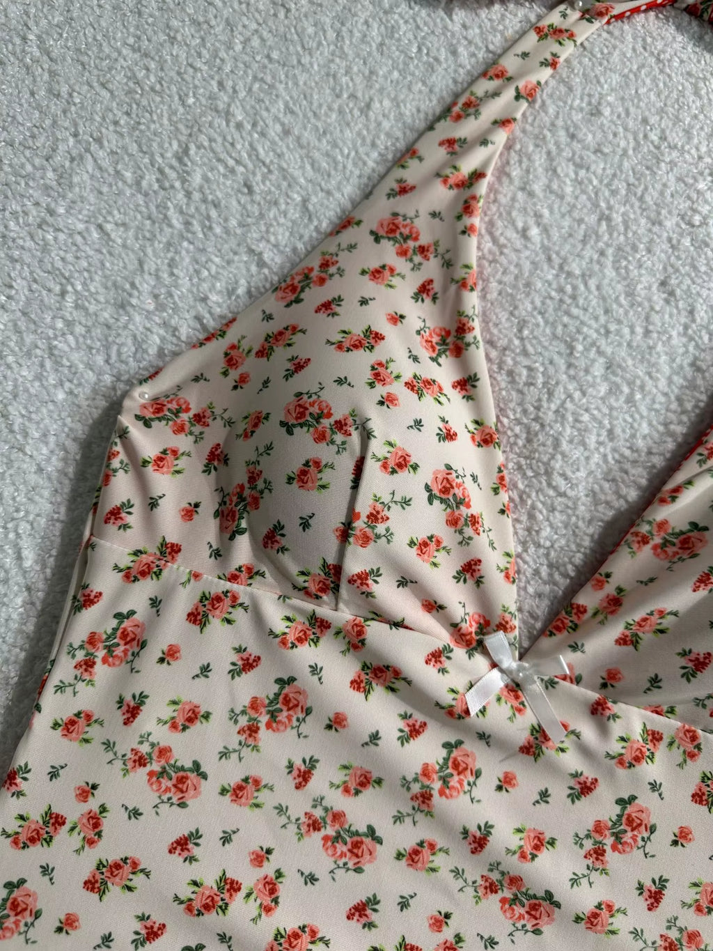 2025 Summer Floral Halter Bikini Women'S Sexy Backless Swimwear with Tie Detail Summer Strappy Two Piece Bathing Suit Holiday